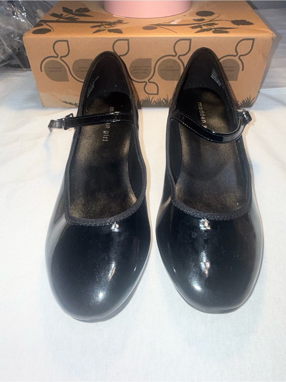 Madden Girl Women’s Sz 9 Black Patent Mary Jane Platform Block Heel Shoes